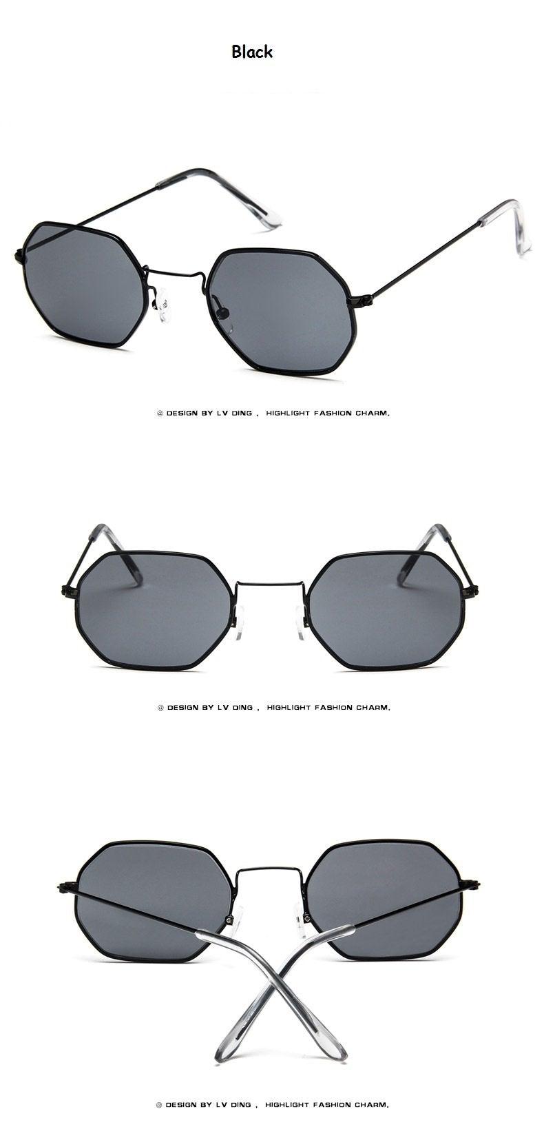 Small Frame Sunglasses For Women Small Square Polarized Sunglasses for Men and Women Polygon Mirrored Retro Shape Metal Design Sun Glasses for Men New Fashionable Ocean Lens -Sunglasses- Melted Glam LLC