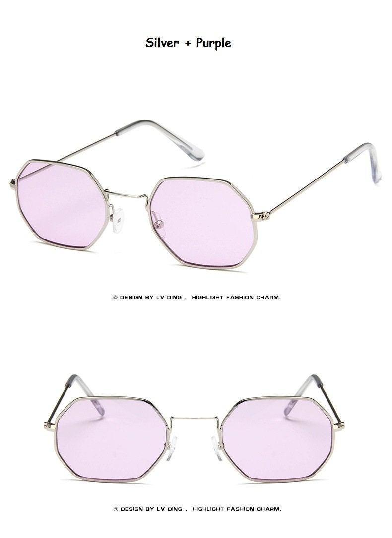 Small Frame Sunglasses For Women Small Square Polarized Sunglasses for Men and Women Polygon Mirrored Retro Shape Metal Design Sun Glasses for Men New Fashionable Ocean Lens -Sunglasses- Melted Glam LLC