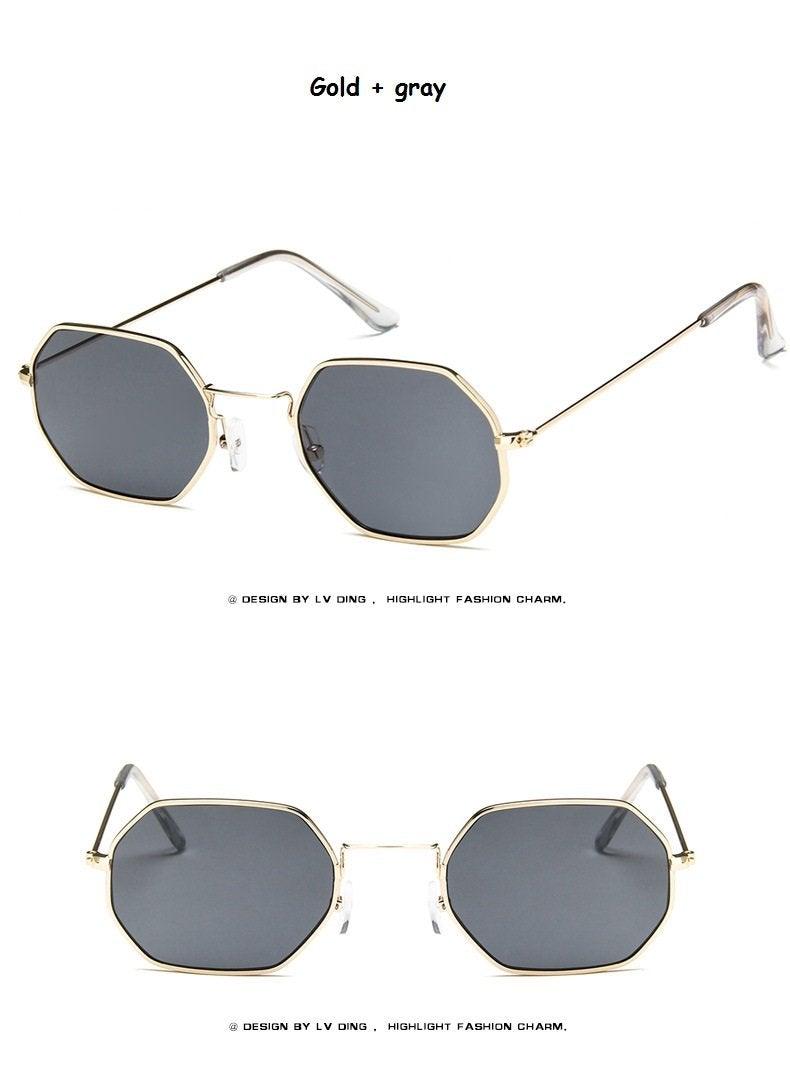 Small Frame Sunglasses For Women Small Square Polarized Sunglasses for Men and Women Polygon Mirrored Retro Shape Metal Design Sun Glasses for Men New Fashionable Ocean Lens -Sunglasses- Melted Glam LLC