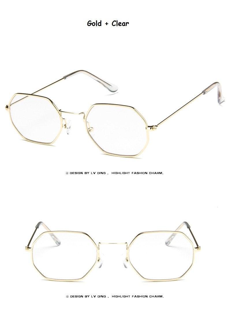 Small Frame Sunglasses For Women Small Square Polarized Sunglasses for Men and Women Polygon Mirrored Retro Shape Metal Design Sun Glasses for Men New Fashionable Ocean Lens -Sunglasses- Melted Glam LLC