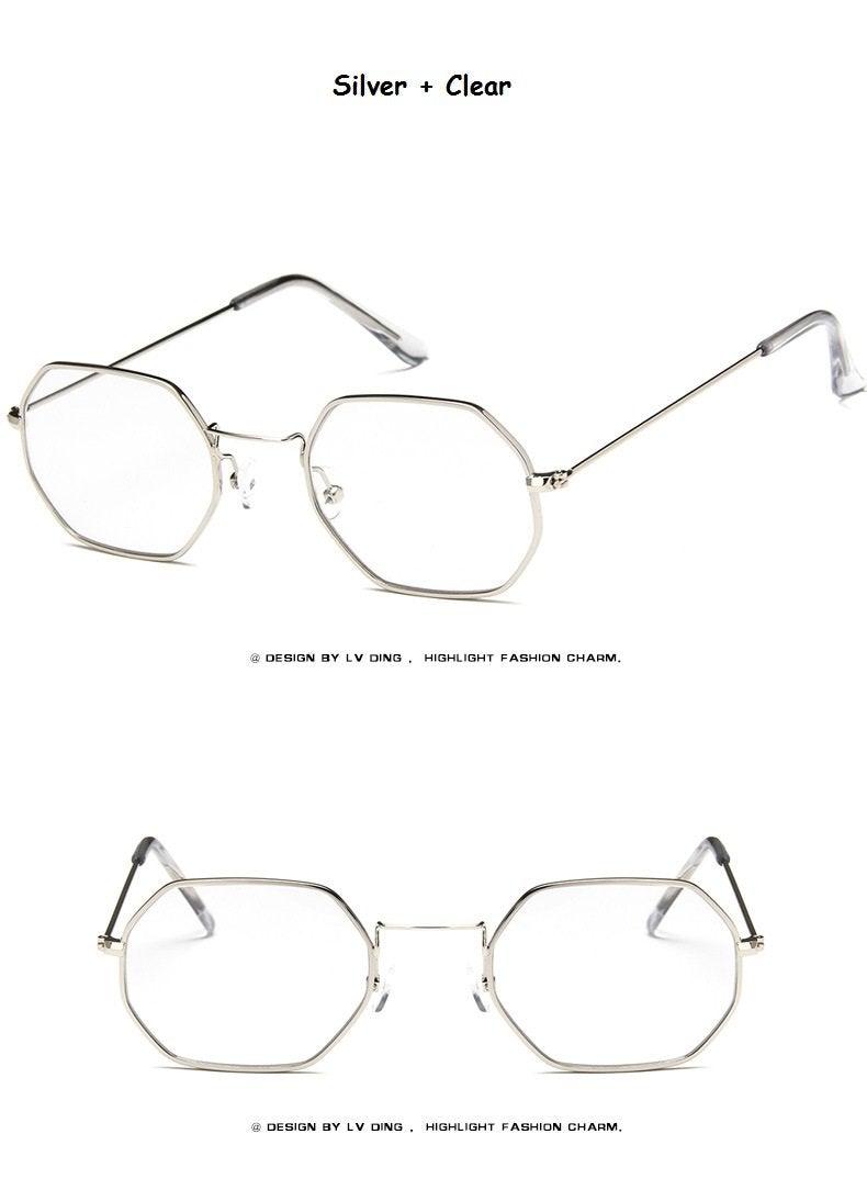 Small Frame Sunglasses For Women Small Square Polarized Sunglasses for Men and Women Polygon Mirrored Retro Shape Metal Design Sun Glasses for Men New Fashionable Ocean Lens -Sunglasses- Melted Glam LLC