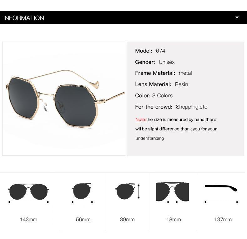 Small Frame Sunglasses For Women Small Square Polarized Sunglasses for Men and Women Polygon Mirrored Retro Shape Metal Design Sun Glasses for Men New Fashionable Ocean Lens -Sunglasses- Melted Glam LLC
