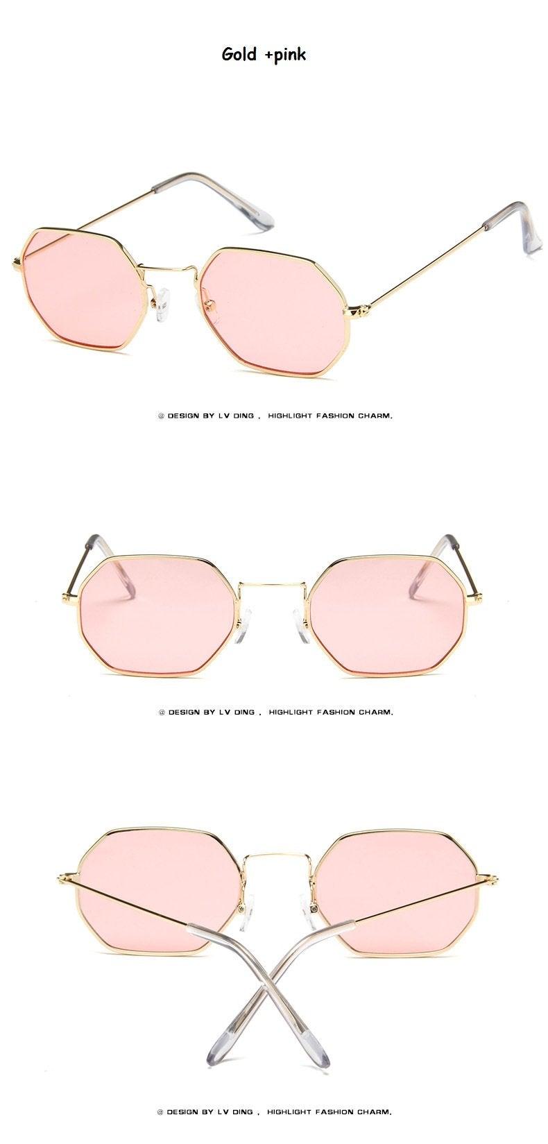 Small Frame Sunglasses For Women Small Square Polarized Sunglasses for Men and Women Polygon Mirrored Retro Shape Metal Design Sun Glasses for Men New Fashionable Ocean Lens -Sunglasses- Melted Glam LLC
