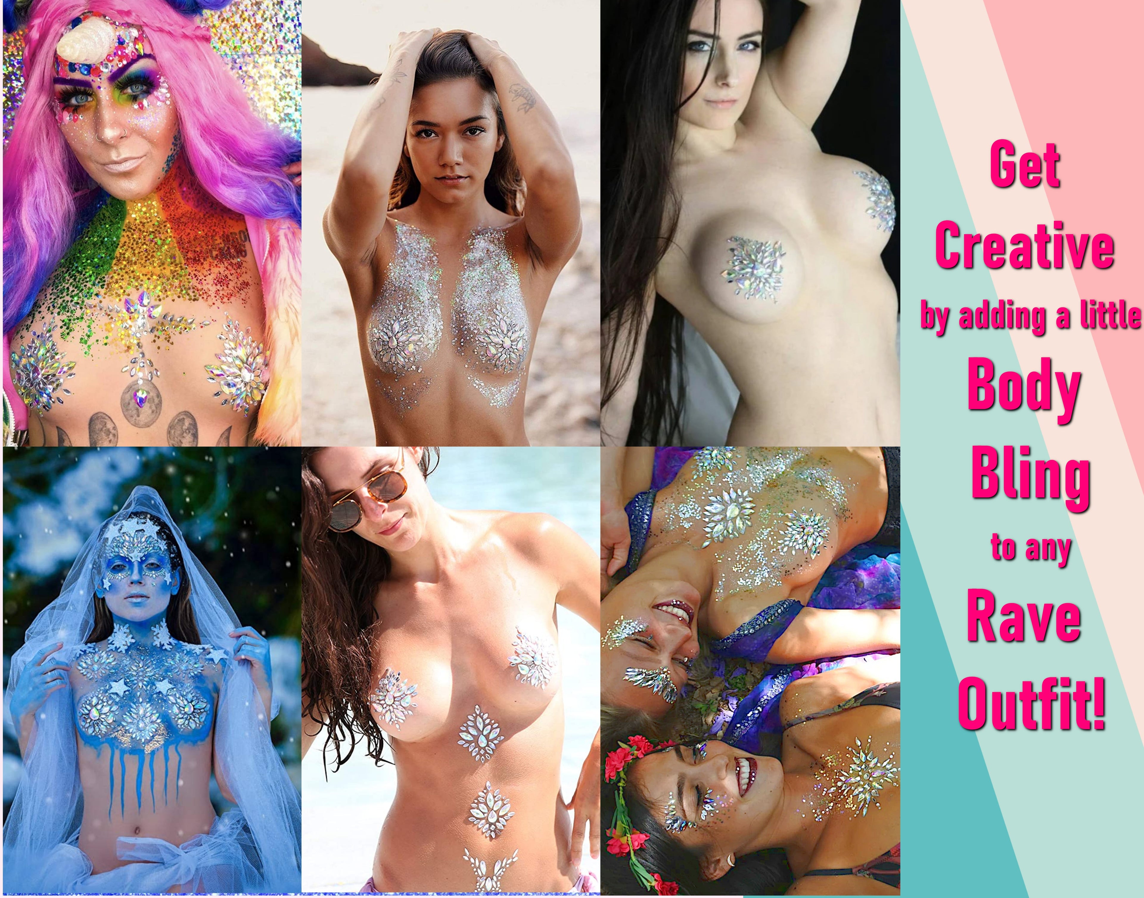Iridescent Body Crystals -Pasties- Melted Glam LLC