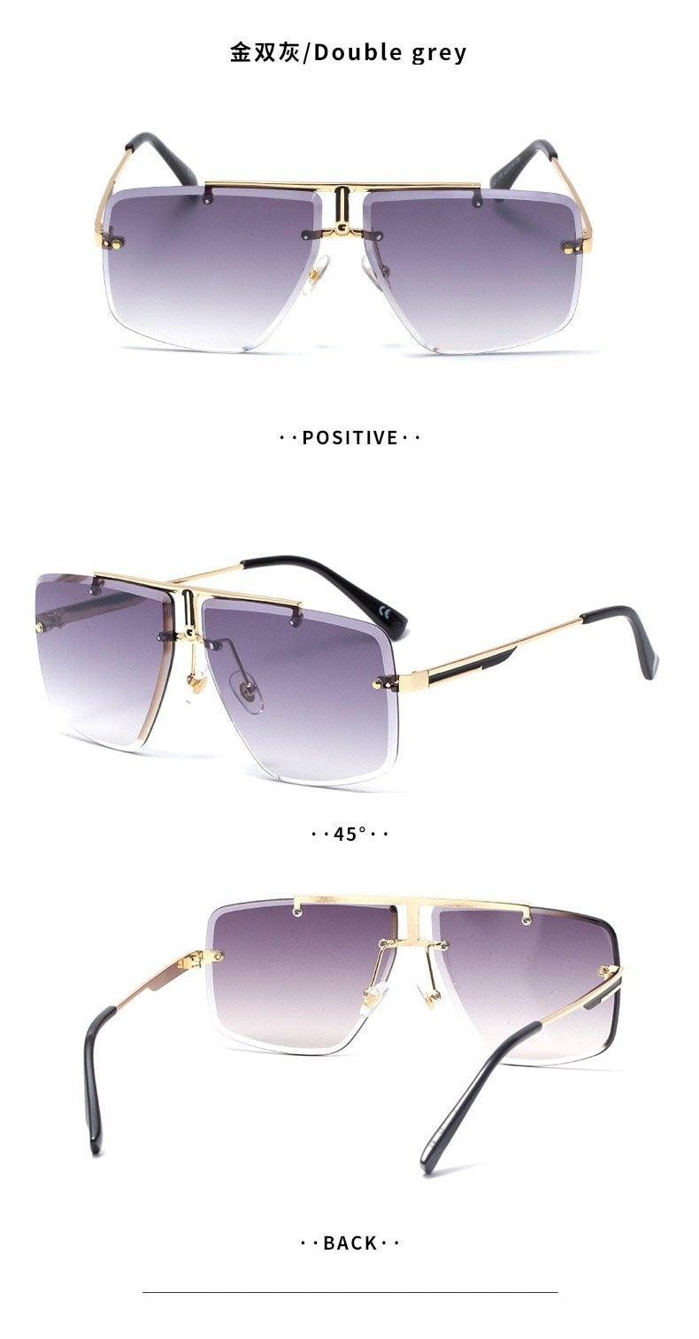 Square Sunglasses for Men Classic Oversized Sun Glasses Men And Women New Fashionable Street Snap Style New Frameless Sunglasses New Popular Square Shape Sunglasses For Men & Women -sunglasses- Melted Glam LLC