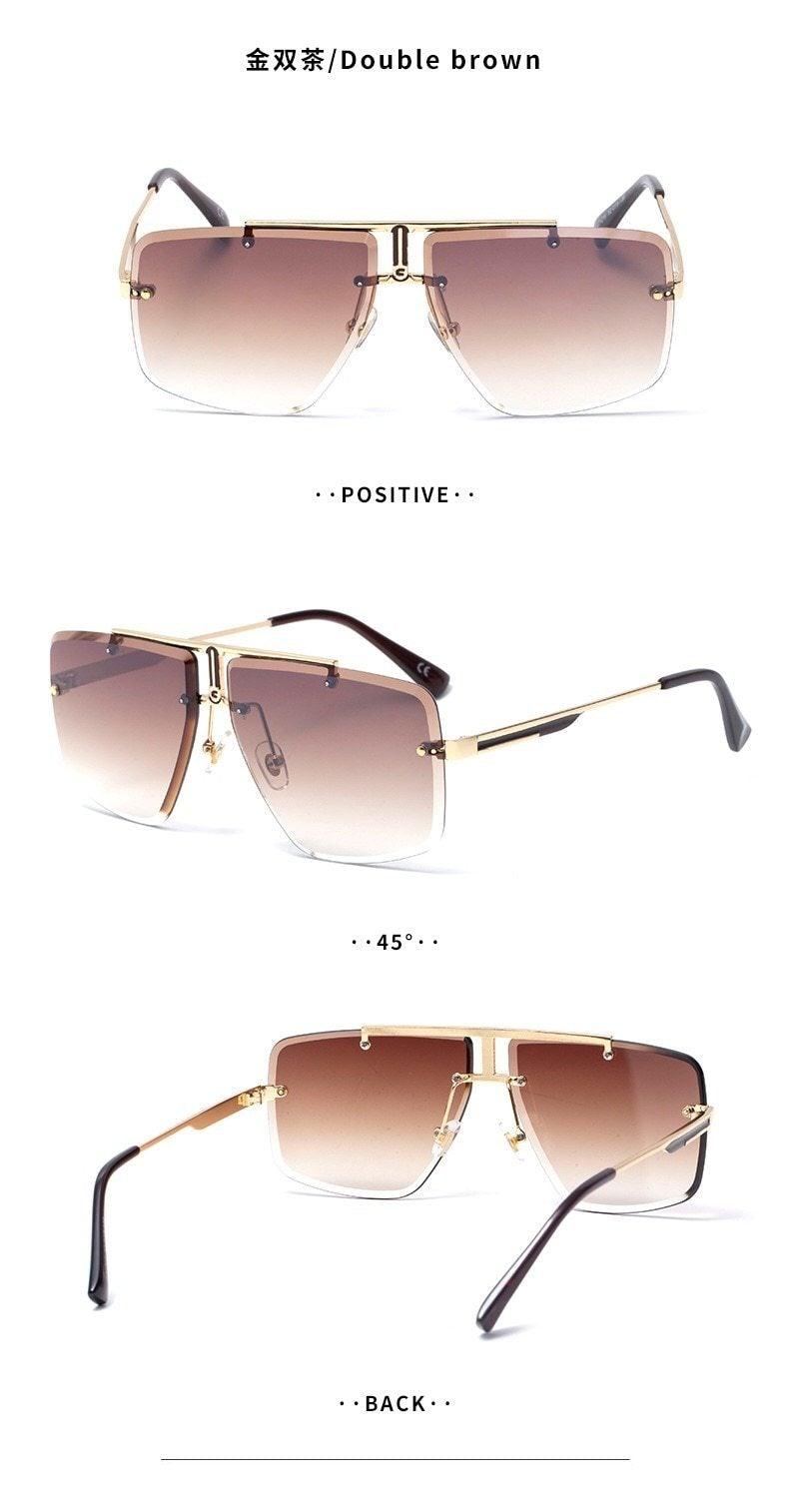 Square Sunglasses for Men Classic Oversized Sun Glasses Men And Women New Fashionable Street Snap Style New Frameless Sunglasses New Popular Square Shape Sunglasses For Men & Women -sunglasses- Melted Glam LLC