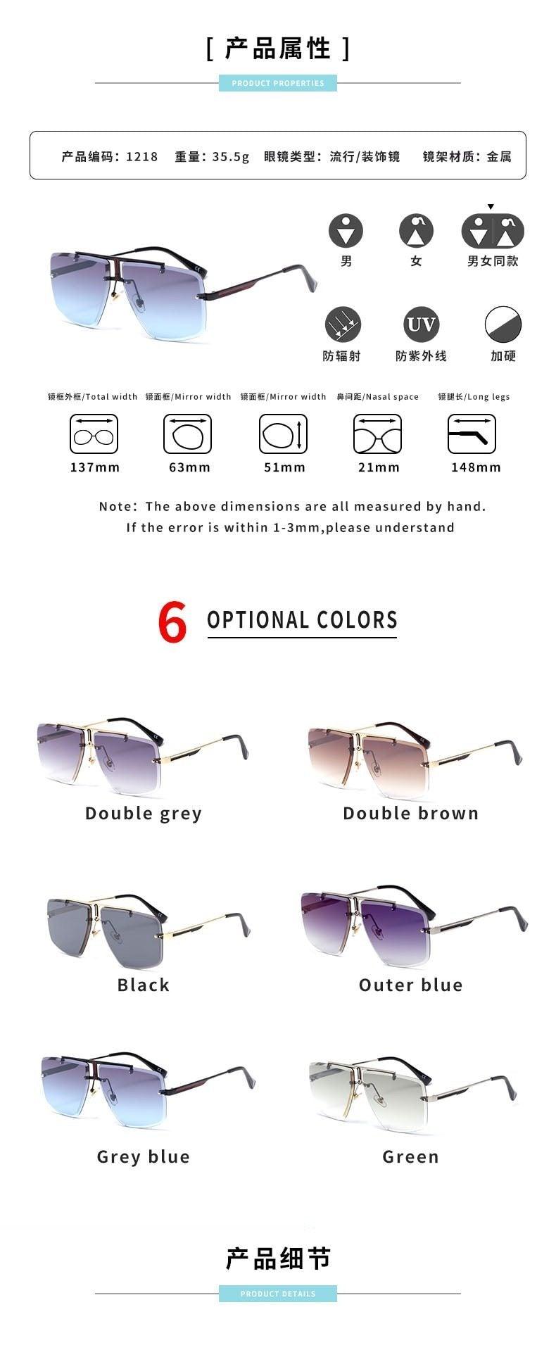 Square Sunglasses for Men Classic Oversized Sun Glasses Men And Women New Fashionable Street Snap Style New Frameless Sunglasses New Popular Square Shape Sunglasses For Men & Women -sunglasses- Melted Glam LLC