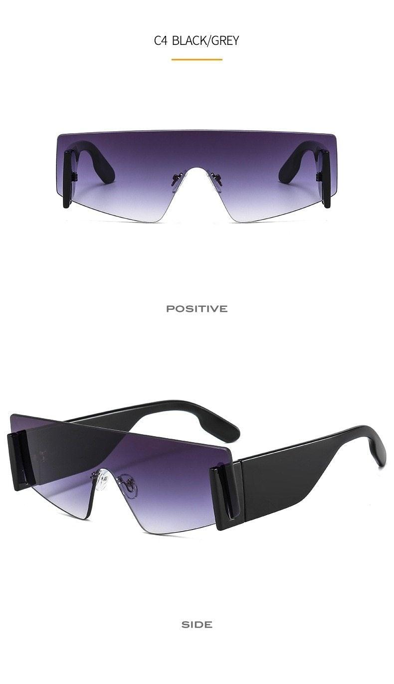 Stylish Big Rimless Classic Sunglasses In Square Shape For Women & Men New Oversize & Retro Style Sunglasses Rectangle Shape Eyewear Shades Oversized Fashion Sunglasses For Women -Sunglasses- Melted Glam LLC