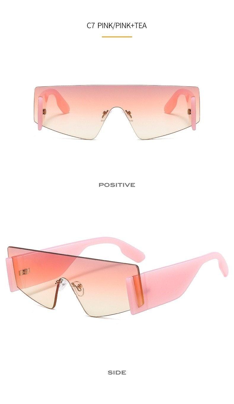 Stylish Big Rimless Classic Sunglasses In Square Shape For Women & Men New Oversize & Retro Style Sunglasses Rectangle Shape Eyewear Shades Oversized Fashion Sunglasses For Women -Sunglasses- Melted Glam LLC