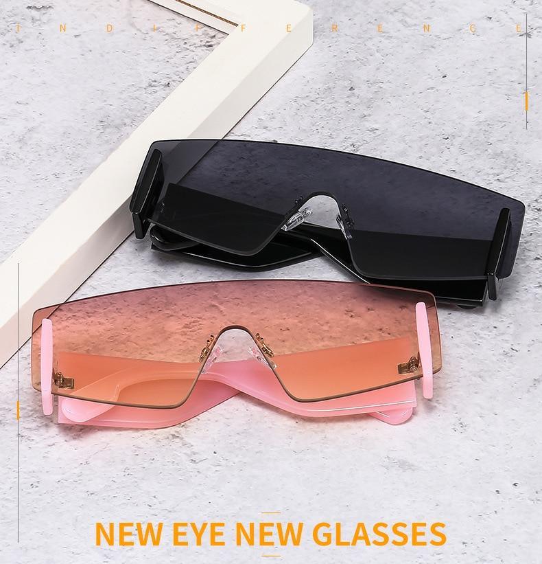Stylish Big Rimless Classic Sunglasses In Square Shape For Women & Men New Oversize & Retro Style Sunglasses Rectangle Shape Eyewear Shades Oversized Fashion Sunglasses For Women -Sunglasses- Melted Glam LLC