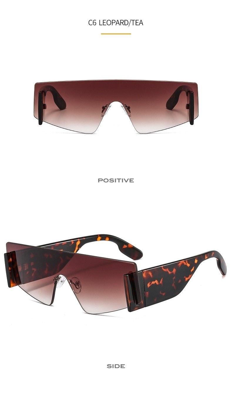 Stylish Big Rimless Classic Sunglasses In Square Shape For Women & Men New Oversize & Retro Style Sunglasses Rectangle Shape Eyewear Shades Oversized Fashion Sunglasses For Women -Sunglasses- Melted Glam LLC