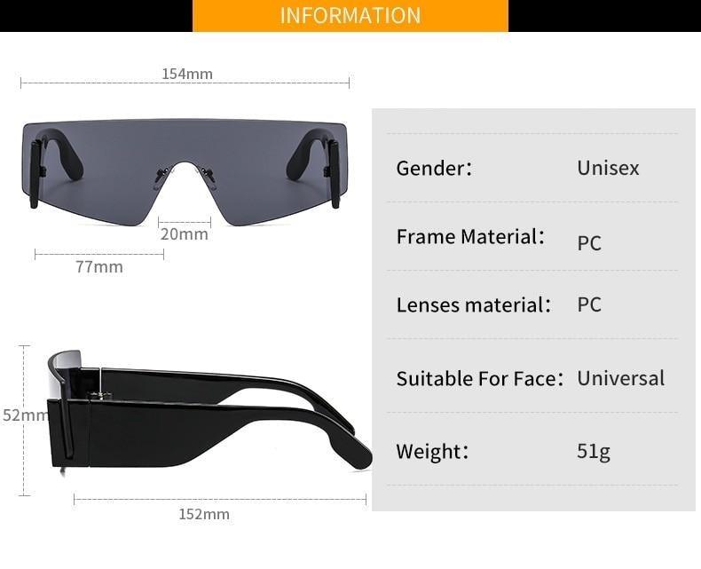 Stylish Big Rimless Classic Sunglasses In Square Shape For Women & Men New Oversize & Retro Style Sunglasses Rectangle Shape Eyewear Shades Oversized Fashion Sunglasses For Women -Sunglasses- Melted Glam LLC