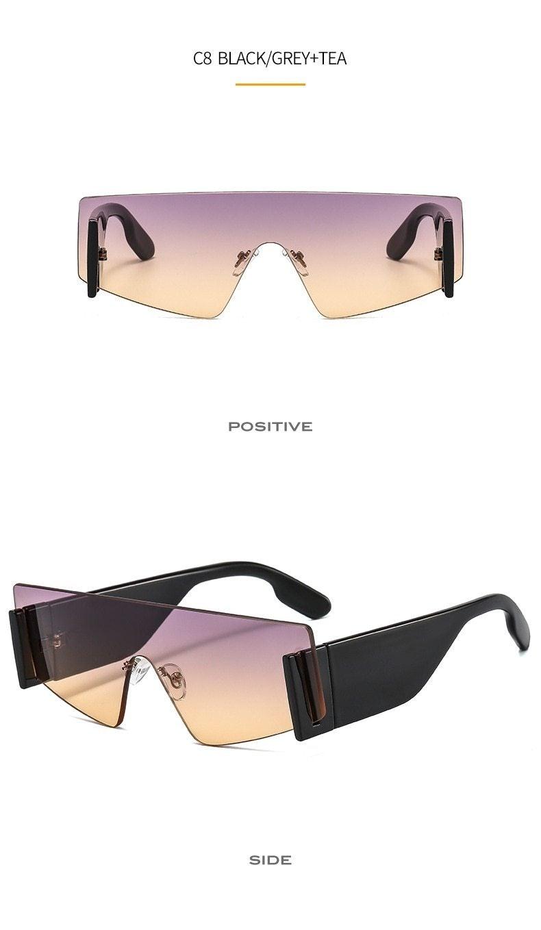 Stylish Big Rimless Classic Sunglasses In Square Shape For Women & Men New Oversize & Retro Style Sunglasses Rectangle Shape Eyewear Shades Oversized Fashion Sunglasses For Women -Sunglasses- Melted Glam LLC