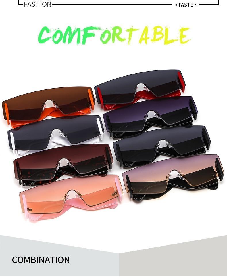 Stylish Big Rimless Classic Sunglasses In Square Shape For Women & Men New Oversize & Retro Style Sunglasses Rectangle Shape Eyewear Shades Oversized Fashion Sunglasses For Women -Sunglasses- Melted Glam LLC