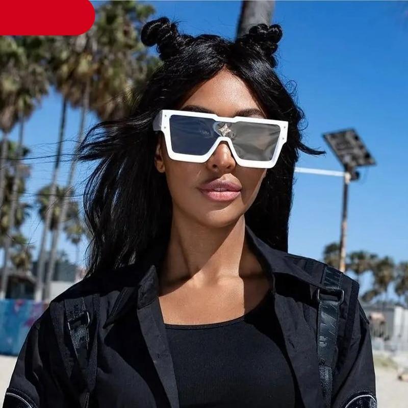 The New Sports Polarized Sunglasses UV400 Outdoor Cycling Glasses Sunglasses For Women & Men New Blue Frame Rimless Rectangle Shape Sun Glasses For Unisex Design New Mirrored Wind Proof Sport Eyeglasses For Sunglasses -sunglasses- Melted Glam LLC
