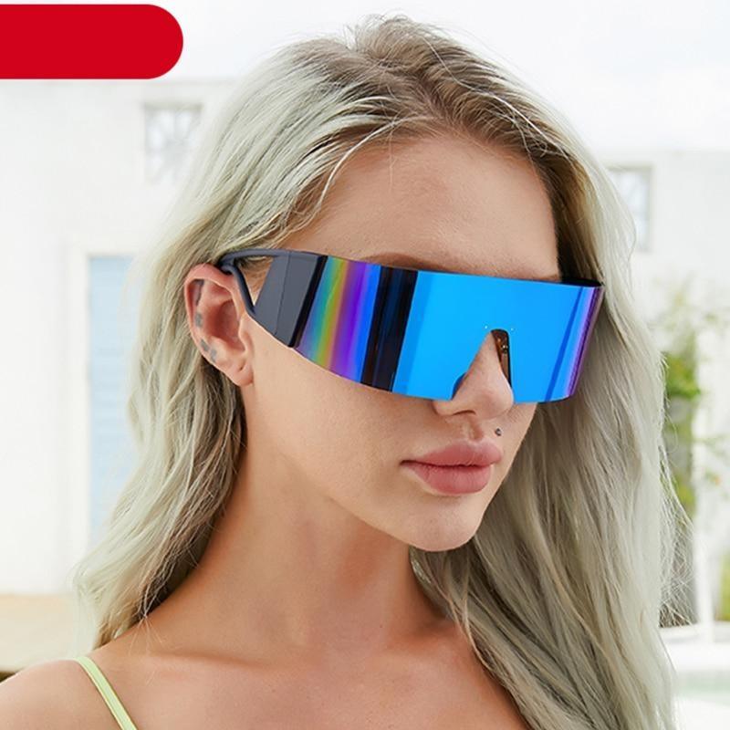 The New Sports Polarized Sunglasses UV400 Outdoor Cycling Glasses Sunglasses For Women & Men New Blue Frame Rimless Rectangle Shape Sun Glasses For Unisex Design New Mirrored Wind Proof Sport Eyeglasses For Sunglasses -sunglasses- Melted Glam LLC