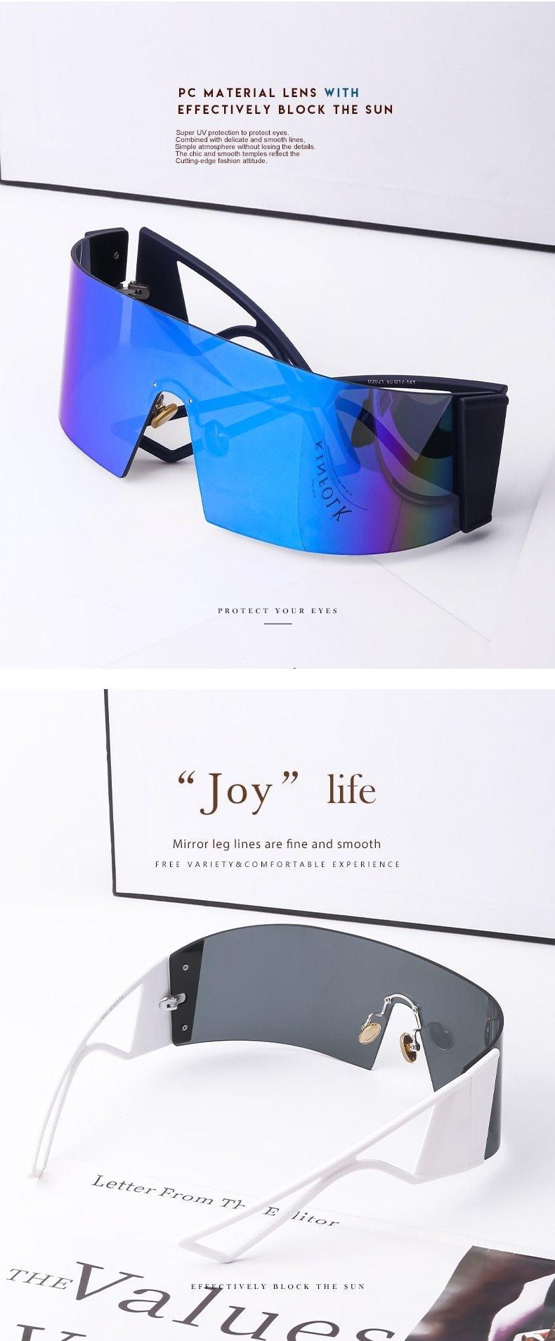The New Sports Polarized Sunglasses UV400 Outdoor Cycling Glasses Sunglasses For Women & Men New Blue Frame Rimless Rectangle Shape Sun Glasses For Unisex Design New Mirrored Wind Proof Sport Eyeglasses For Sunglasses -sunglasses- Melted Glam LLC