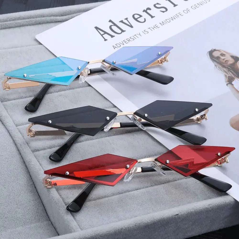 Unisex Elegant Diamond Shape Rimless Sunglasses Vintage Sun Glasses Cute Designs Excellent Gift For Summer -STIL32SU32N- Melted Glam LLC