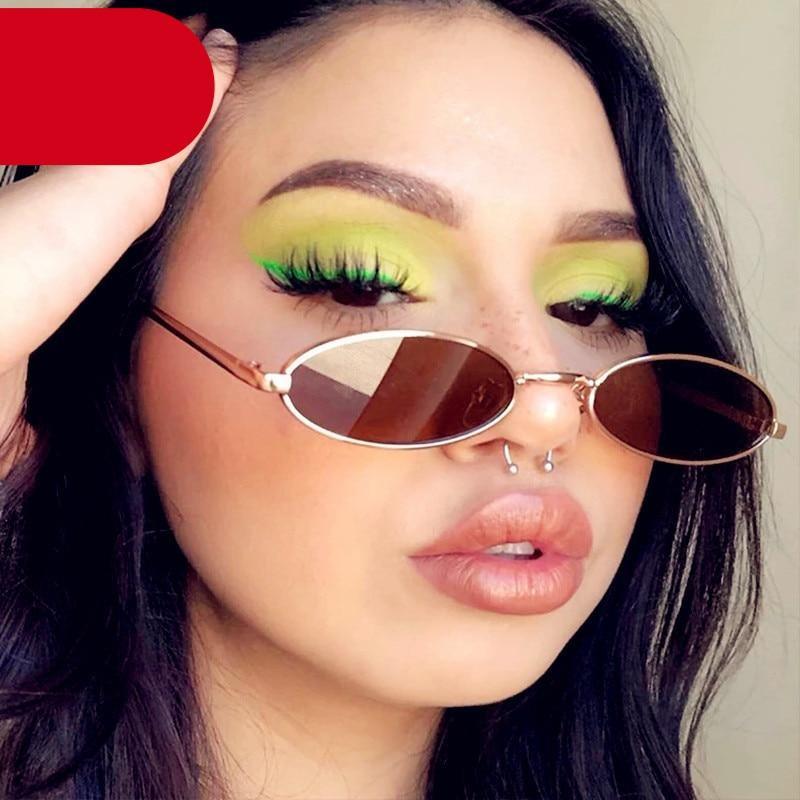 Vintage Oval Sunglasses Metal Frame Oval Sunglasses Sunglasses Retro Sunglasses For Women New Oval Shape Sunglasses For Ladies Eyewear Small Frame Sun Glasses For Women/Men Mirror -sunglasses- Melted Glam LLC