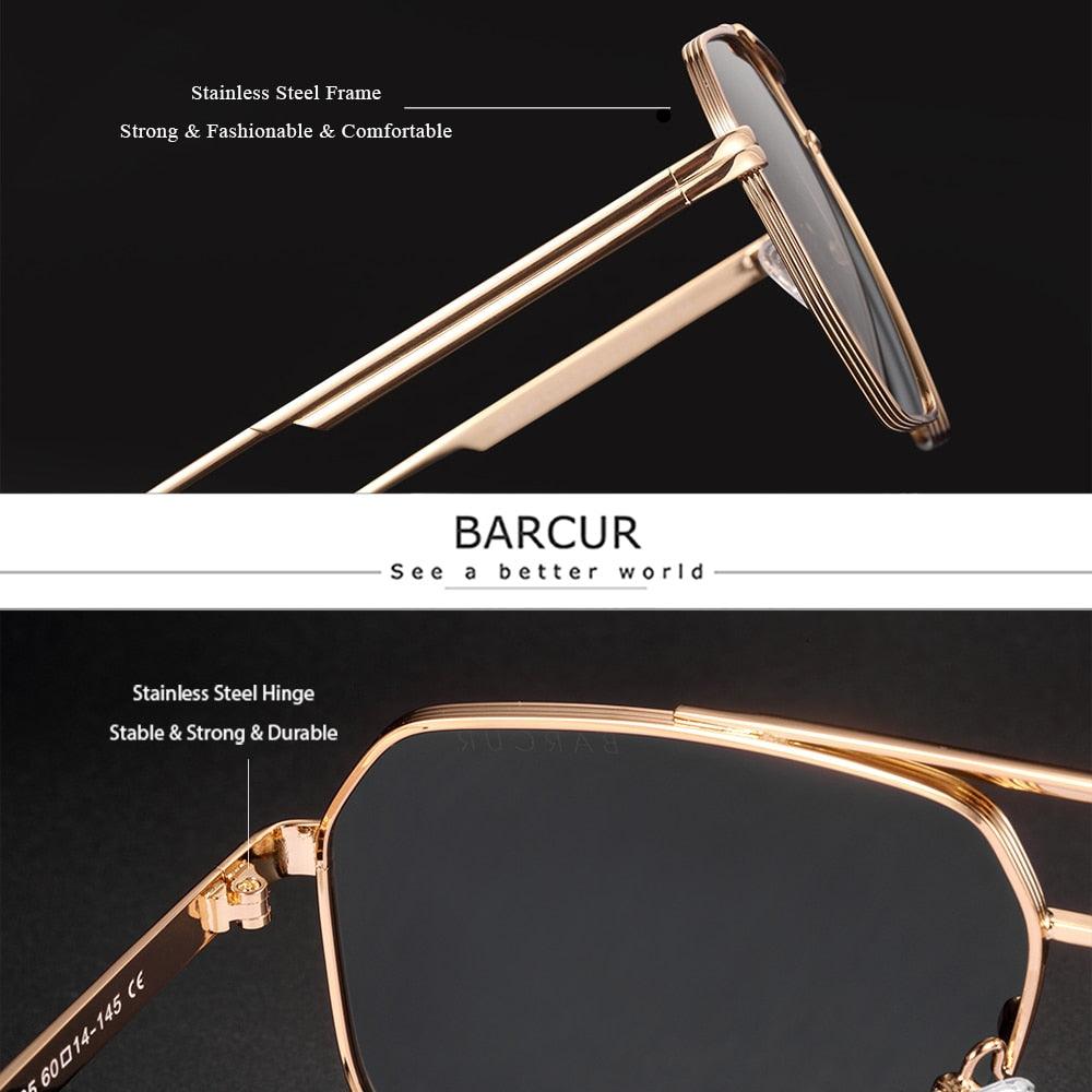 Vintage Retro Oversized BARCUR Big Frame Sunglasses for MenSun Glasses UV400 Large Vintage Retro Shades Eyewear Stevvex Sunglasses -sunglasses- Melted Glam LLC
