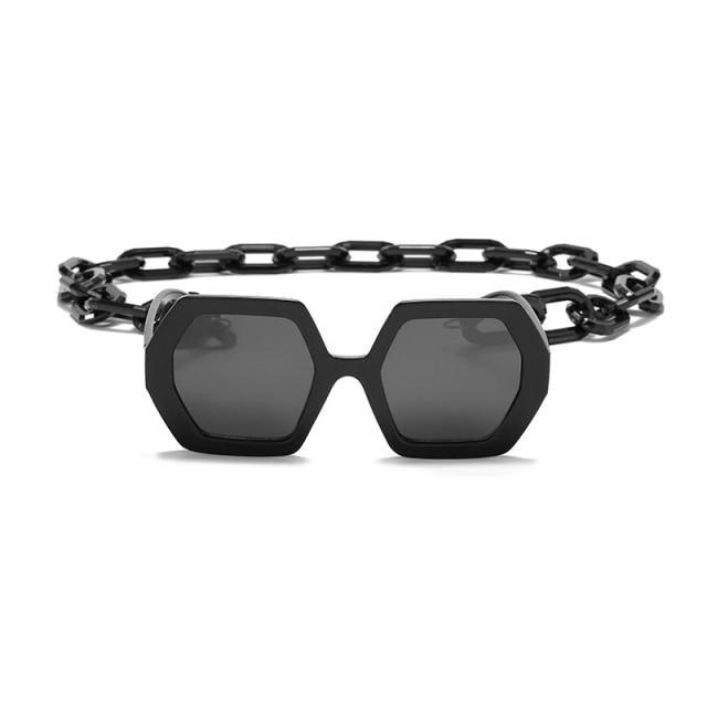 Women Elegant Design Sunglasses Stylish Fashionable Square Shape Sunglasses For Women Latest Unique Chain Style Sun Glasses For Female New Different Shades Large Frame Eyewear -sunglasses- Melted Glam LLC