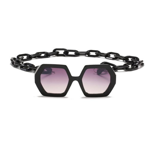 Women Elegant Design Sunglasses Stylish Fashionable Square Shape Sunglasses For Women Latest Unique Chain Style Sun Glasses For Female New Different Shades Large Frame Eyewear -sunglasses- Melted Glam LLC