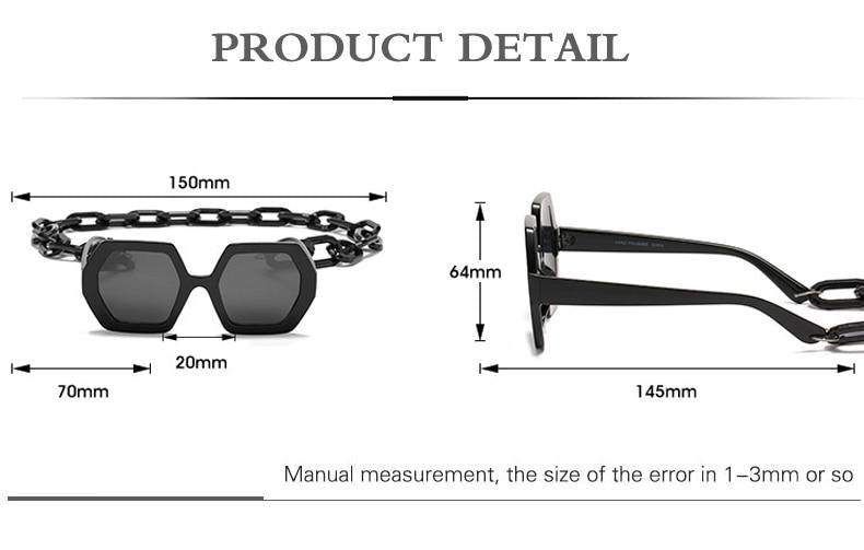 Women Elegant Design Sunglasses Stylish Fashionable Square Shape Sunglasses For Women Latest Unique Chain Style Sun Glasses For Female New Different Shades Large Frame Eyewear -sunglasses- Melted Glam LLC