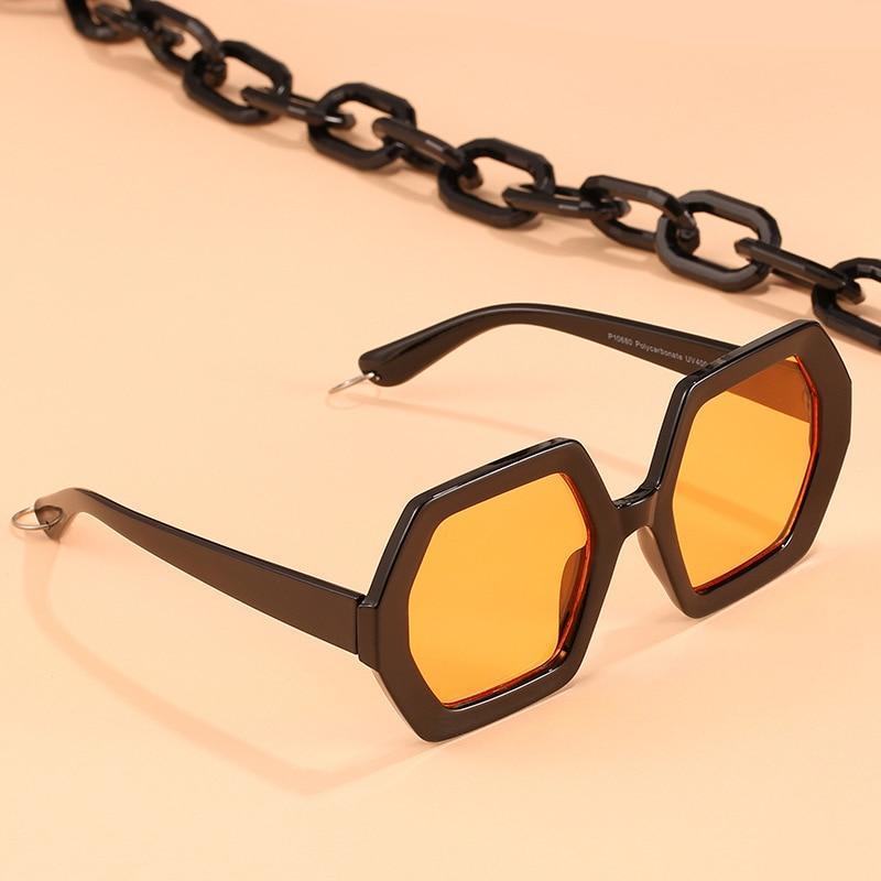 Women Elegant Design Sunglasses Stylish Fashionable Square Shape Sunglasses For Women Latest Unique Chain Style Sun Glasses For Female New Different Shades Large Frame Eyewear -sunglasses- Melted Glam LLC