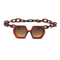 Women Elegant Design Sunglasses Stylish Fashionable Square Shape Sunglasses For Women Latest Unique Chain Style Sun Glasses For Female New Different Shades Large Frame Eyewear -sunglasses- Melted Glam LLC