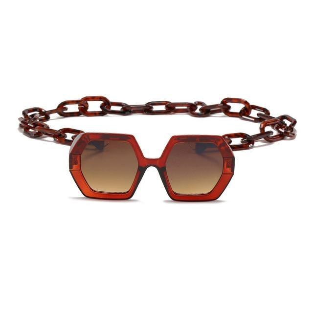 Women Elegant Design Sunglasses Stylish Fashionable Square Shape Sunglasses For Women Latest Unique Chain Style Sun Glasses For Female New Different Shades Large Frame Eyewear -sunglasses- Melted Glam LLC