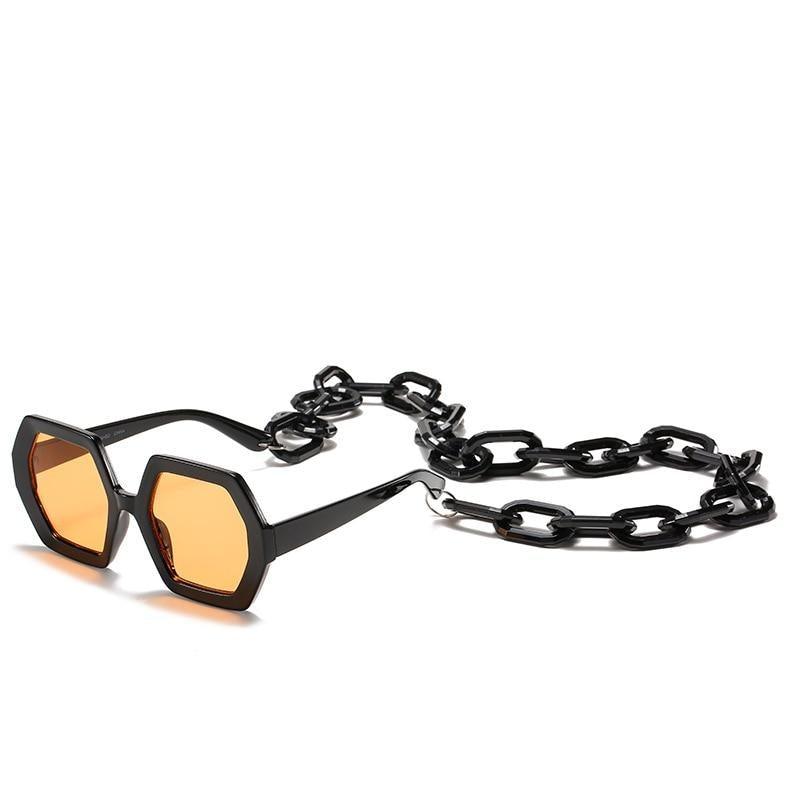 Women Elegant Design Sunglasses Stylish Fashionable Square Shape Sunglasses For Women Latest Unique Chain Style Sun Glasses For Female New Different Shades Large Frame Eyewear -sunglasses- Melted Glam LLC