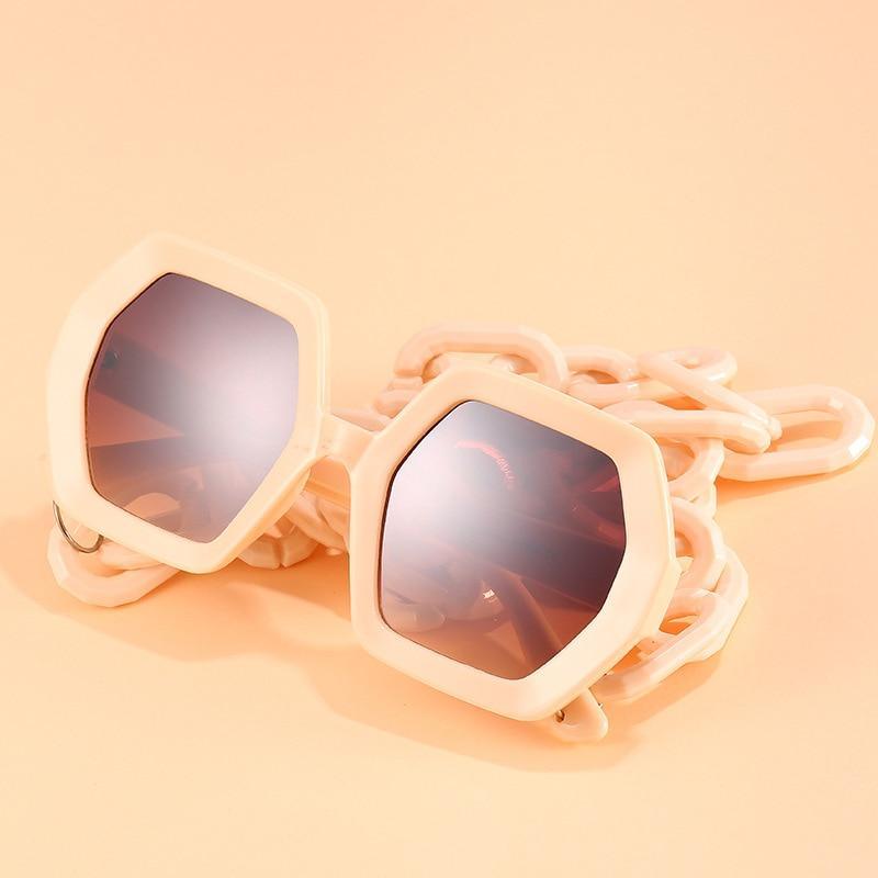 Women Elegant Design Sunglasses Stylish Fashionable Square Shape Sunglasses For Women Latest Unique Chain Style Sun Glasses For Female New Different Shades Large Frame Eyewear -sunglasses- Melted Glam LLC