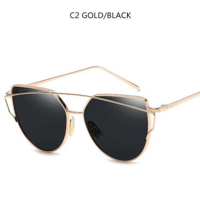 Women Fashion Cat Eye Sunglasses For Women Luxury Design Mirror Lens Vintage Summer Sun Glasses Rose Gold MetalCat Eye Sunglasses for Women Fashion Designer Style -sunglasses- Melted Glam LLC
