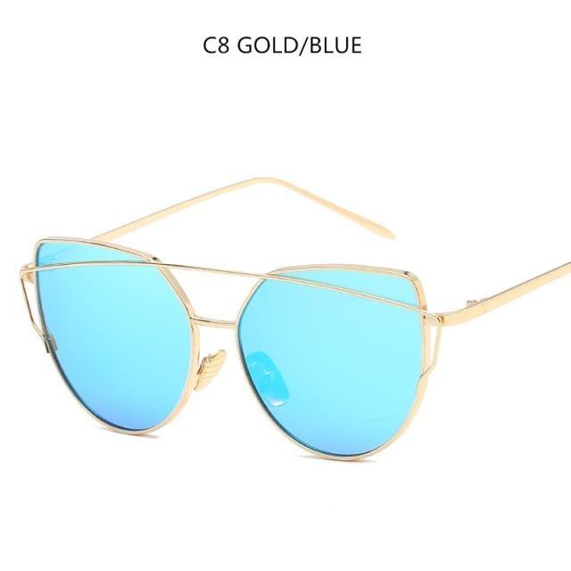 Women Fashion Cat Eye Sunglasses For Women Luxury Design Mirror Lens Vintage Summer Sun Glasses Rose Gold MetalCat Eye Sunglasses for Women Fashion Designer Style -sunglasses- Melted Glam LLC