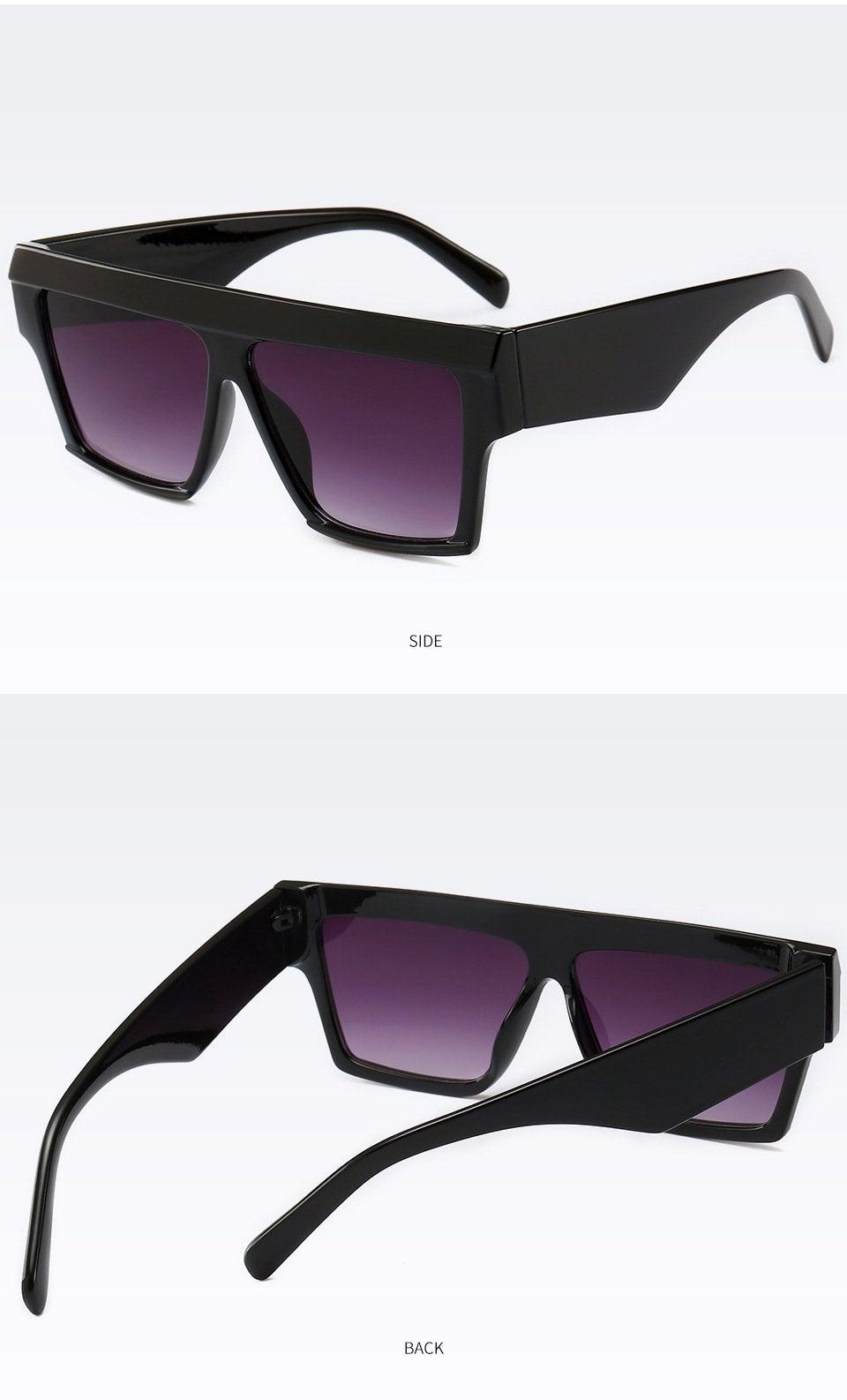 Women Flat Top Sunglasses New Men Square Shape New Classic Shades In Gradient Black Sun Glasses For Male New Fashionable Big Size Frame In Vintage Shape Eyewear -sunglasses- Melted Glam LLC