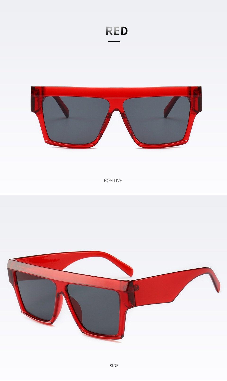 Women Flat Top Sunglasses New Men Square Shape New Classic Shades In Gradient Black Sun Glasses For Male New Fashionable Big Size Frame In Vintage Shape Eyewear -sunglasses- Melted Glam LLC