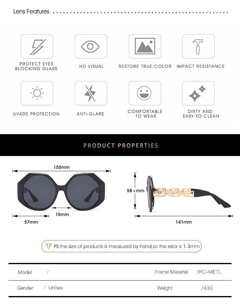 Women Large Hexagon Inspired Sunglasses Fashionable Big Frame & Polygonal Ladies Sunglasses Classic Retro Shape Street Shooting Sunglasses For Men And Women Sunglasses -sunglasses- Melted Glam LLC