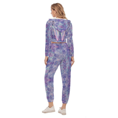 Suicide Angel – Women's Crop Hoodie & Jogger Set | Rave & Festival Outfit | Melted Glam - Apparel Set - Melted Glam LLC