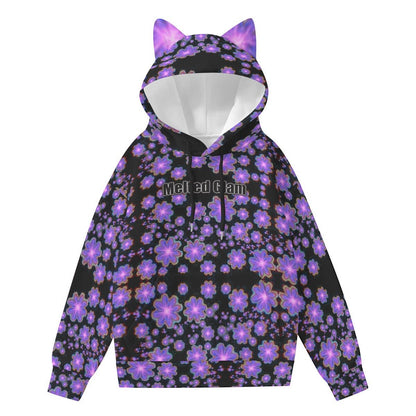 Flower power Cat ears Hoodie unisex | Melted Glam | Rave and festival clothing - Hoodie - Melted Glam LLC